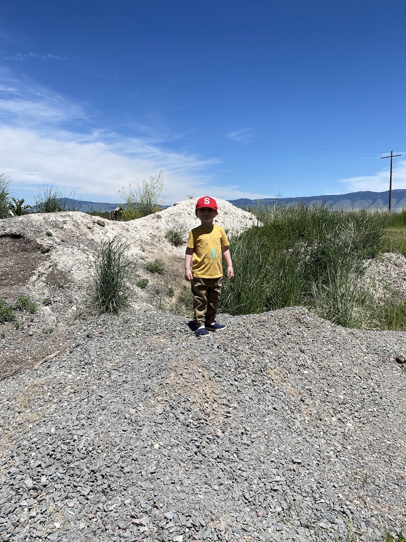 Youngest hiking on some rocks