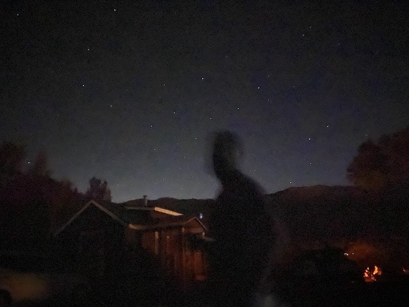 blurry photo of us in Utah under the stars