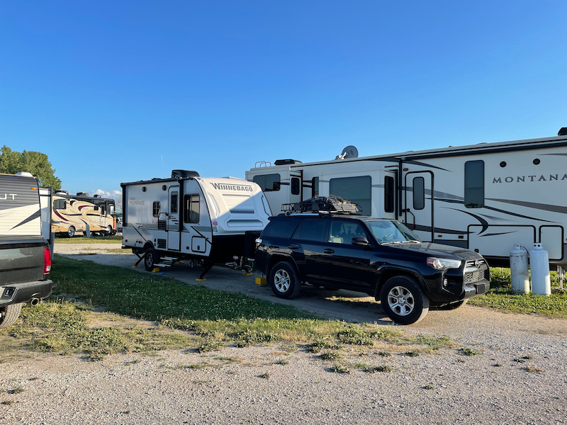 Our camp ground in the corn fields