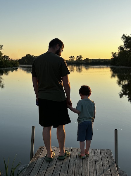 Me and my son on a doc in Illinois