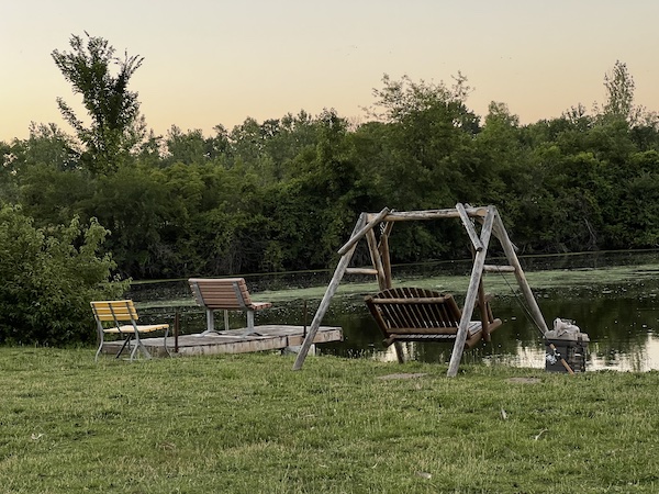 A rocking bench on the pond in Illinois