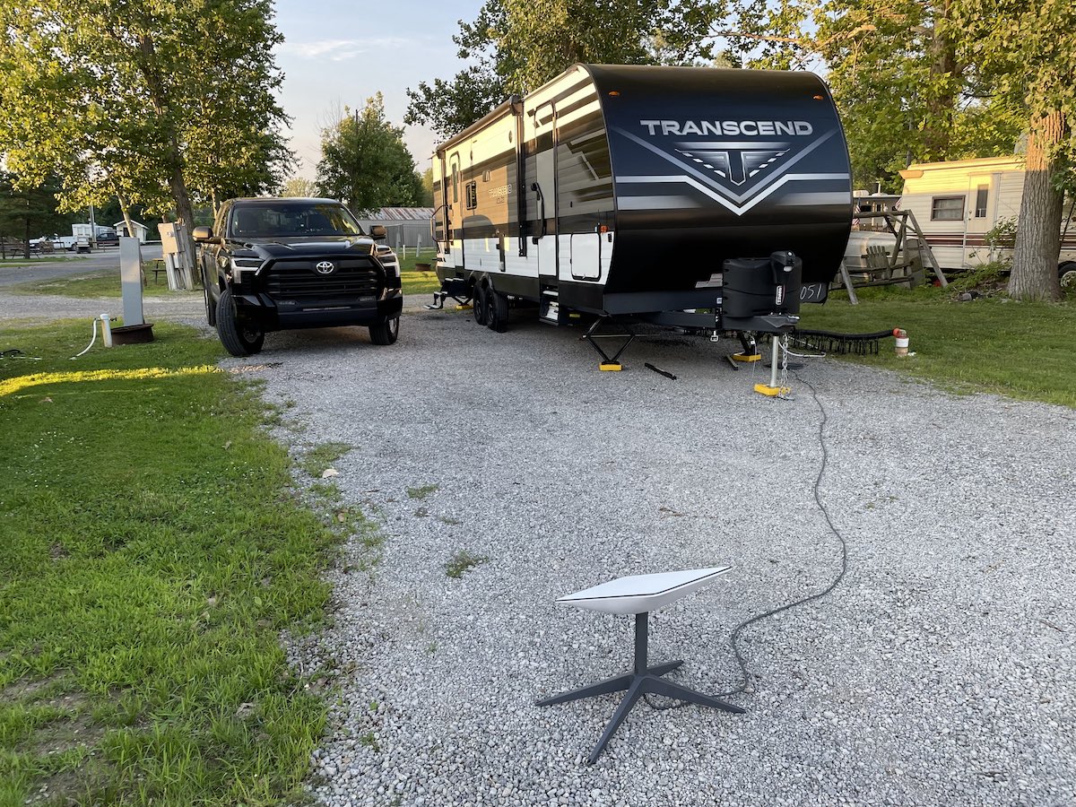 our camp spot in Indiana with the new setup