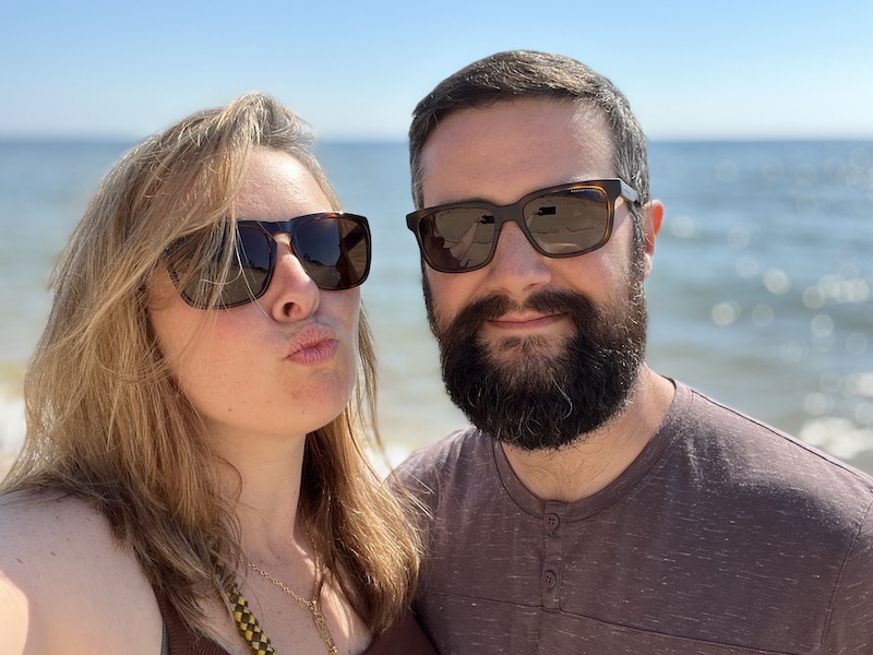 My wife and I at the beach taking a selfie together