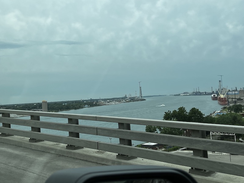 Picture off the bridge to Canada showing the river